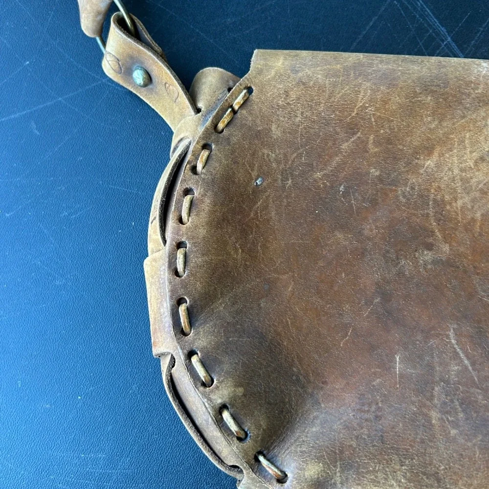 Vintage Leather Shoulder Bag Boho Hippie Satchel Crossbody Purse Bag Coachella - Picture 7 of 12